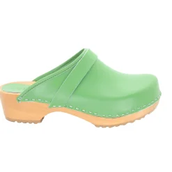BJORK Maja Wood Open Back Leather Clogs