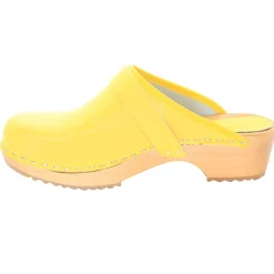 BJORK Maja Wood Open Back Leather Clogs