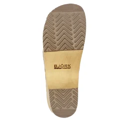 BJORK Maja Wood Open Back Tooled Natural Leather Clogs