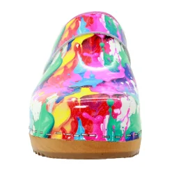 BJORK Maja Wood Splat Leather Clogs
