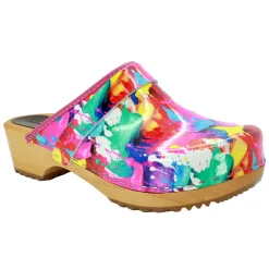 BJORK Maja Wood Splat Leather Clogs