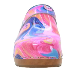 BJORK Maja Wood Swirl Leather Clogs