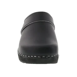 BJORK Mala Wood Open Back Leather Clogs