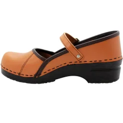 BJORK MARCELLA Mary Jane Caramel Veg Tan Leather Clogs - CLOSEOUT