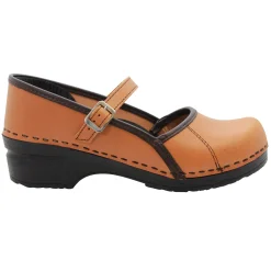 BJORK MARCELLA Mary Jane Caramel Veg Tan Leather Clogs - CLOSEOUT