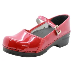 BJORK MARCELLA Mary Jane Red Patent Leather Clogs