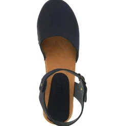 BJORK MARGARETA Swedish Wood Clog Sandals in Navy Oiled Leather