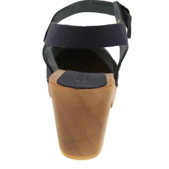 BJORK MARGARETA Swedish Wood Clog Sandals in Navy Oiled Leather