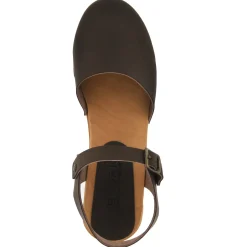 BJORK MARGARETA Swedish Wood Clog Sandals in Oiled Leather