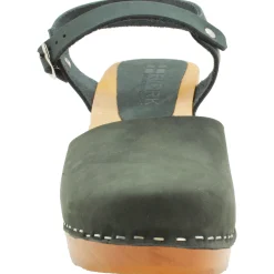BJORK MARGARETA Swedish Wood Clog Sandals in Oiled Leather