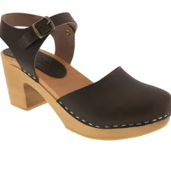 BJORK MARGARETA Swedish Wood Clog Sandals in Oiled Leather