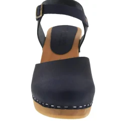 BJORK MARGARETA Swedish Wood Clog Sandals in Oiled Leather