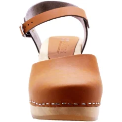 BJORK MARGARETA Swedish Wood Clog Sandals in Oiled Leather