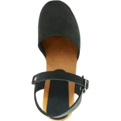 BJORK MARGARETA Swedish Wood Clog Sandals in Oiled Leather