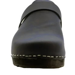 BJORK Men's Axel Leather Open Back Wooden Clogs