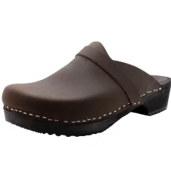 BJORK Men's Axel Leather Open Back Wooden Clogs