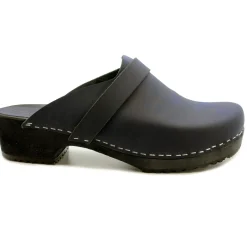 BJORK Men's Axel Leather Open Back Wooden Clogs