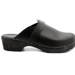 BJORK Men's Axel Leather Open Back Wooden Clogs