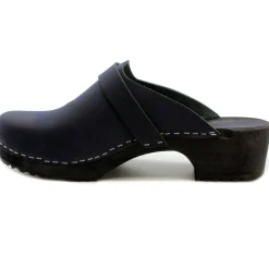 BJORK Men's Axel Leather Open Back Wooden Clogs