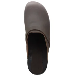 BJORK Men's Axel Leather Open Back Wooden Clogs