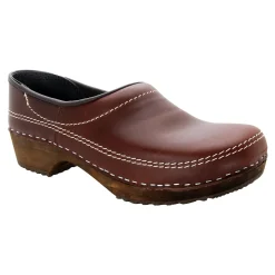 BJORK Men's Christian Wood Closed Back Oiled Leather Clogs