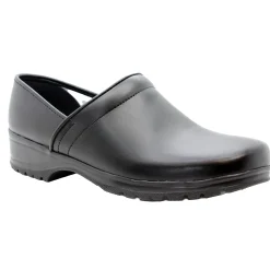 BJORK Men's Flex Pro Closed Back Black Leather Clogs