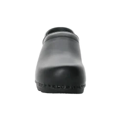 BJORK Men's Swedish Professional Black Leather Clogs