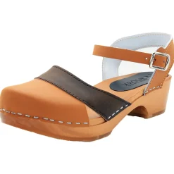 BJORK MILA Wooden Clog Sandals in Oiled Leather - CLOSEOUT