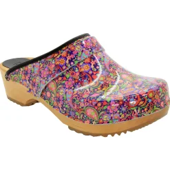 BJORK Peace Wood Open Back Leather Clogs