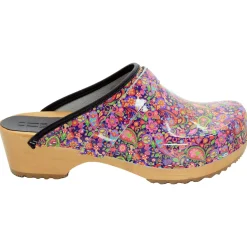 BJORK Peace Wood Open Back Leather Clogs