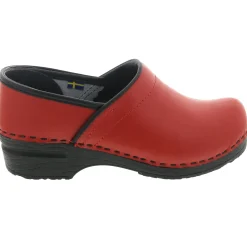 BJORK PRO ELLA Red Leather Clogs - CLOSEOUT