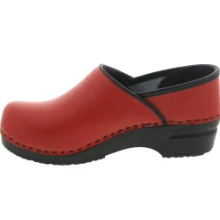 BJORK PRO ELLA Red Leather Clogs - CLOSEOUT