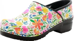 BJORK PROFESSIONAL Blomma Printed Leather Clogs - CLOSEOUT
