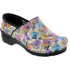 BJORK PROFESSIONAL Bonita Skull Leather Clogs - CLOSEOUT