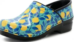 BJORK PROFESSIONAL Citron Printed Leather Clogs - CLOSEOUT