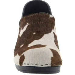 BJORK PROFESSIONAL Safari Collection Leather Clogs in Brown and White Cow