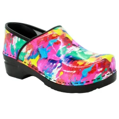 BJORK PROFESSIONAL Splat Printed Leather Clogs - CLOSEOUT