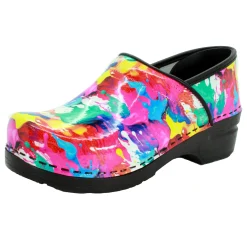 BJORK PROFESSIONAL Splat Printed Leather Clogs - CLOSEOUT