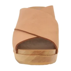BJORK RIKKE Swedish Wooden Clogs in Cognac Nubuck