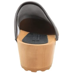 BJORK Safari Wood Open Back Brown Cow Leather Clogs - CLOSEOUT