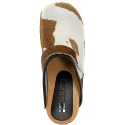 BJORK Safari Wood Open Back Brown Cow Leather Clogs - CLOSEOUT