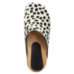 BJORK Safari Wood Open Back Dalmation Clogs - CLOSEOUT