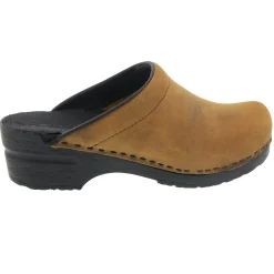 BJORK SARA OPEN BACK Oiled Leather Clogs - CLOSEOUT