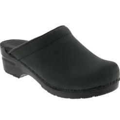BJORK SARA OPEN BACK Oiled Leather Clogs - CLOSEOUT