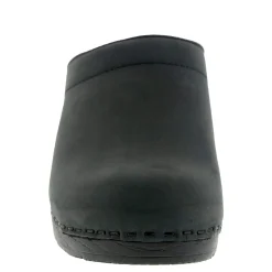BJORK SARA OPEN BACK Oiled Leather Clogs - CLOSEOUT