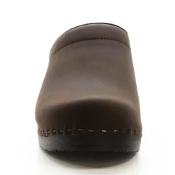 BJORK SARA OPEN BACK Oiled Leather Clogs - CLOSEOUT