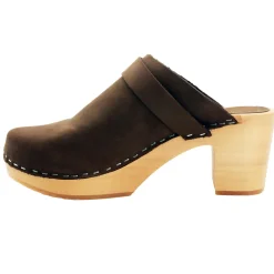 BJORK TIA Wooden Clogs in Oiled Leather - CLOSEOUT