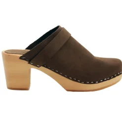 BJORK TIA Wooden Clogs in Oiled Leather - CLOSEOUT