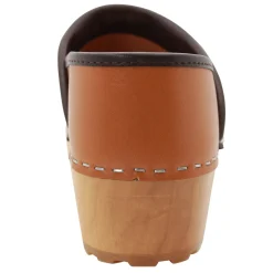 BJORK Tindra Wood Closed Back Grip Caramel Veg Tan Leather Clogs - CLOSEOUT