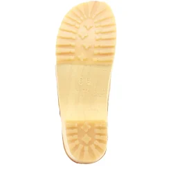 BJORK Tuva Wood Open Back Grip Cobalt Veg Tan Leather Clogs - CLOSEOUT